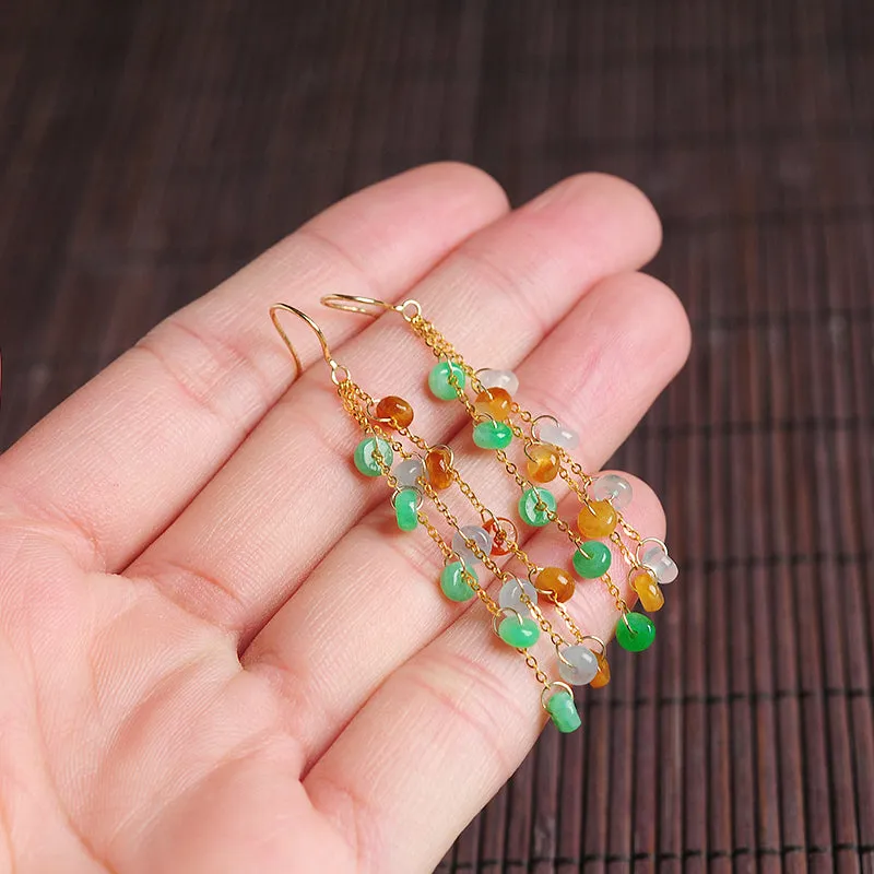 Natural Jade Earrings Jadeite Gold Earrings EG56