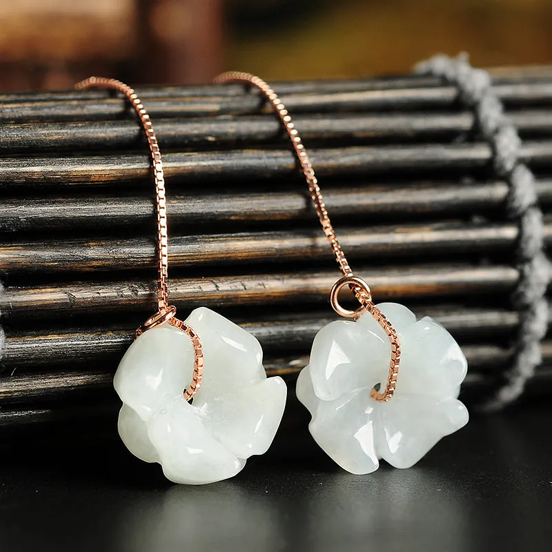 Natural Jade Earrings Jadeite Silver Earrings EG76