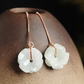 Natural Jade Earrings Jadeite Silver Earrings EG76
