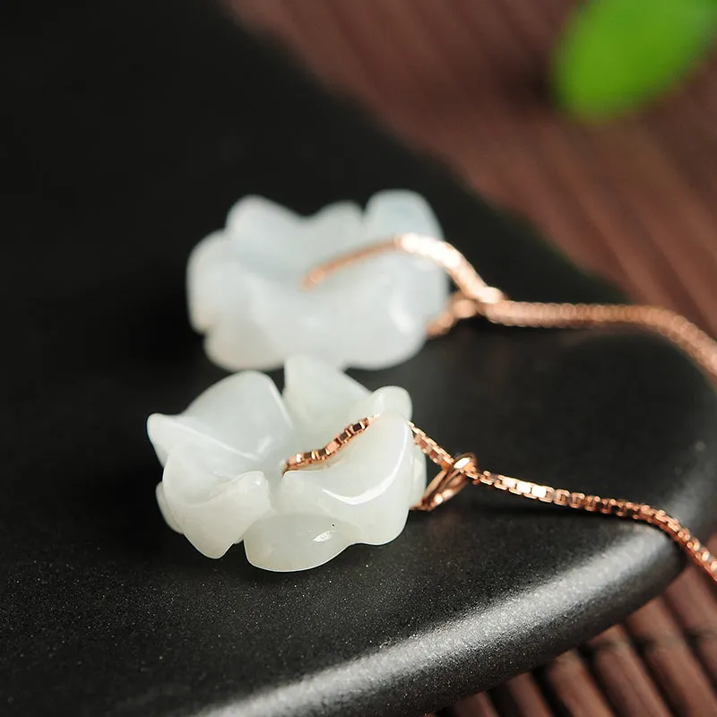 Natural Jade Earrings Jadeite Silver Earrings EG76
