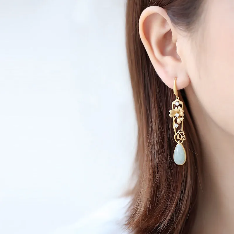 Natural Jade Earrings Jadeite Silver Earrings ZNE250