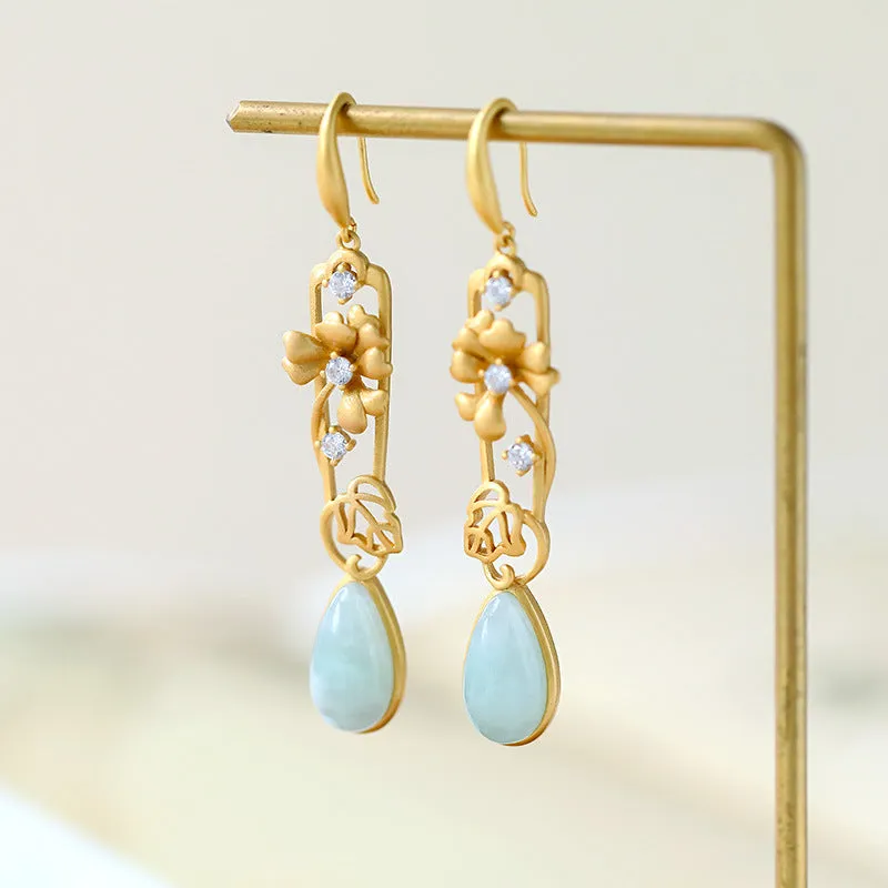 Natural Jade Earrings Jadeite Silver Earrings ZNE250