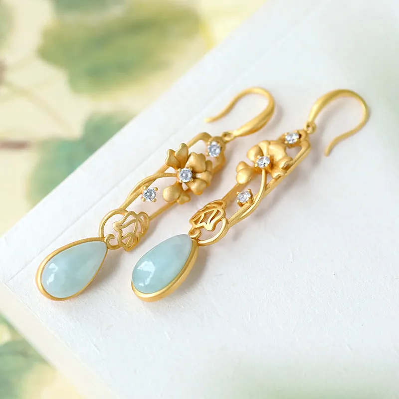 Natural Jade Earrings Jadeite Silver Earrings ZNE250