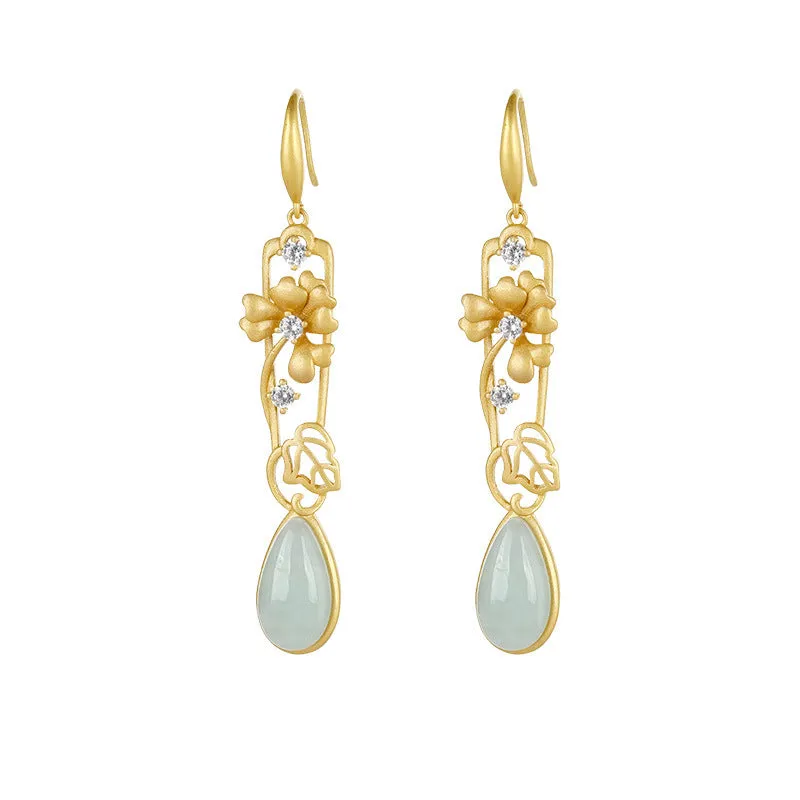 Natural Jade Earrings Jadeite Silver Earrings ZNE250