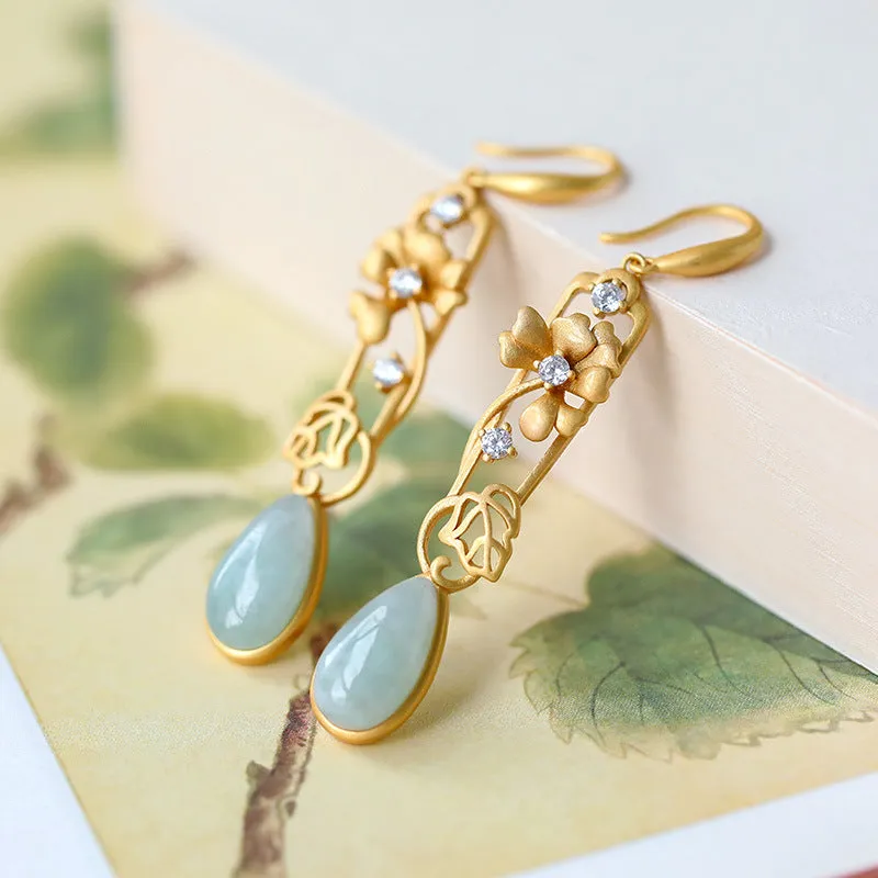 Natural Jade Earrings Jadeite Silver Earrings ZNE250