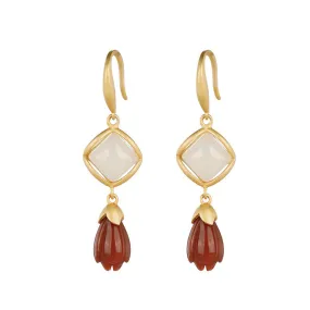 Natural Jade Earrings Nephrite Agate Silver Earrings ZNE162