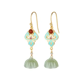 Natural Jade Earrings Nephrite Agate Silver Earrings ZNE183