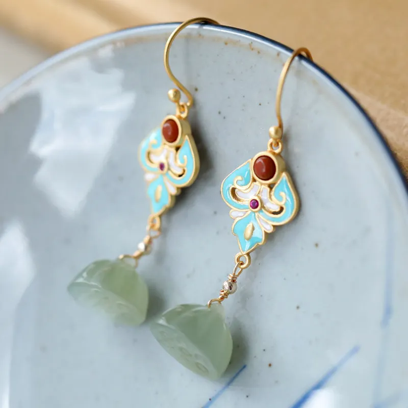 Natural Jade Earrings Nephrite Agate Silver Earrings ZNE183