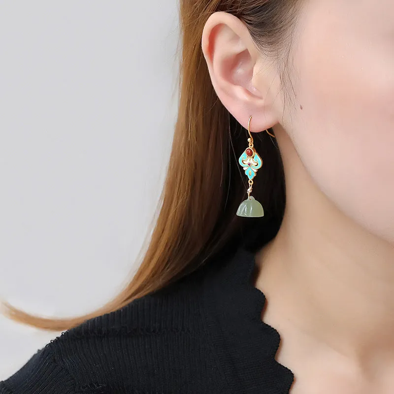 Natural Jade Earrings Nephrite Agate Silver Earrings ZNE183