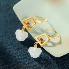 Natural Jade Earrings Nephrite Agate Silver Earrings ZNE353