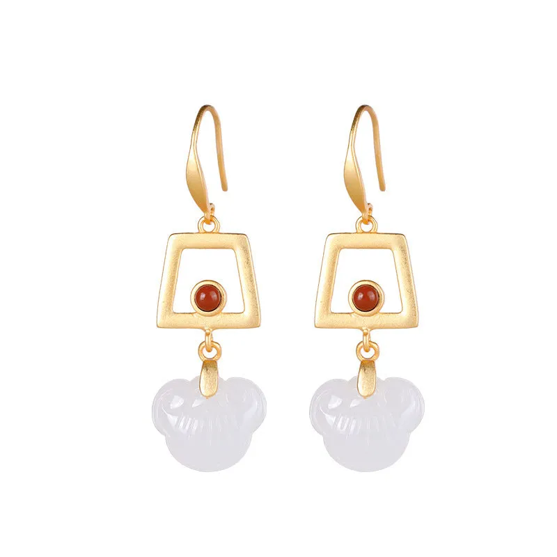 Natural Jade Earrings Nephrite Agate Silver Earrings ZNE353