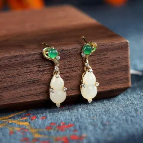 Natural Jade Earrings Nephrite Agate Silver Earrings ZNE441