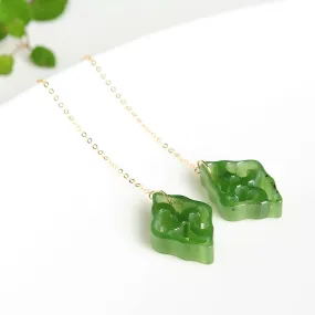 Natural Jade Earrings Nephrite Gold Earrings EG83