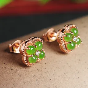 Natural Jade Earrings Nephrite Silver Earrings EG104