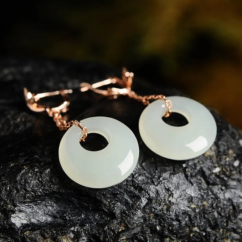 Natural Jade Earrings Nephrite Silver Earrings EG106