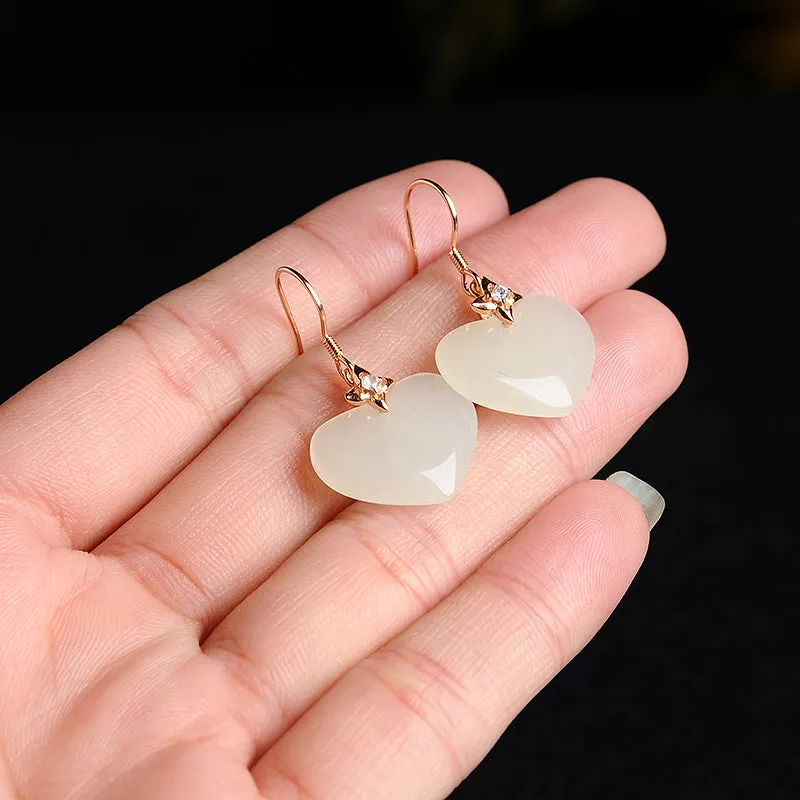 Natural Jade Earrings Nephrite Silver Earrings EG99