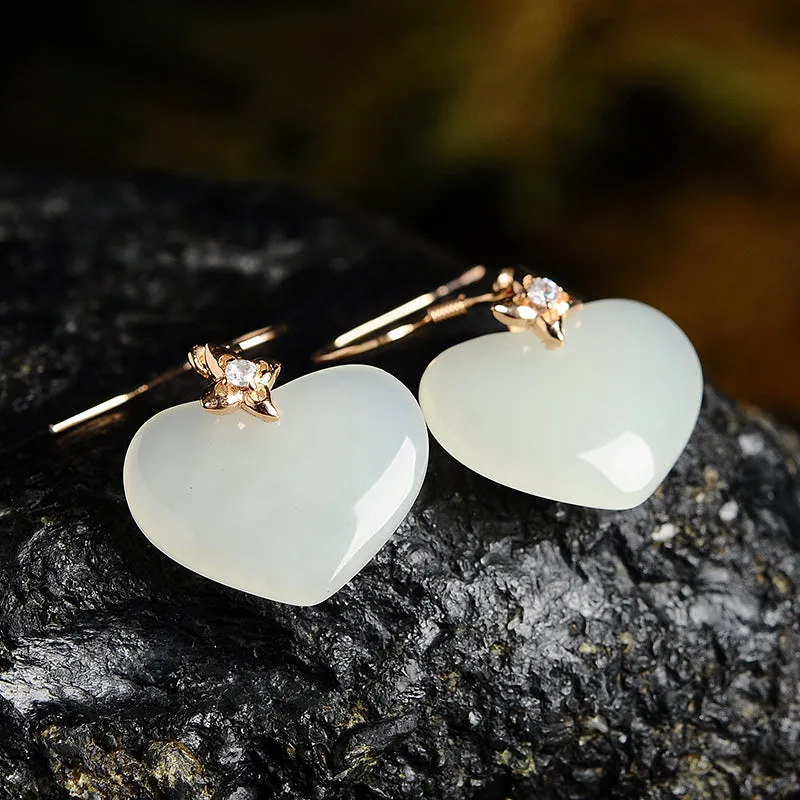 Natural Jade Earrings Nephrite Silver Earrings EG99
