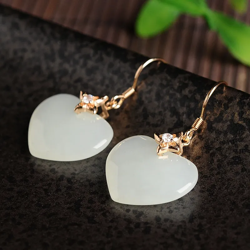 Natural Jade Earrings Nephrite Silver Earrings EG99