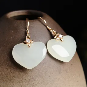Natural Jade Earrings Nephrite Silver Earrings EG99