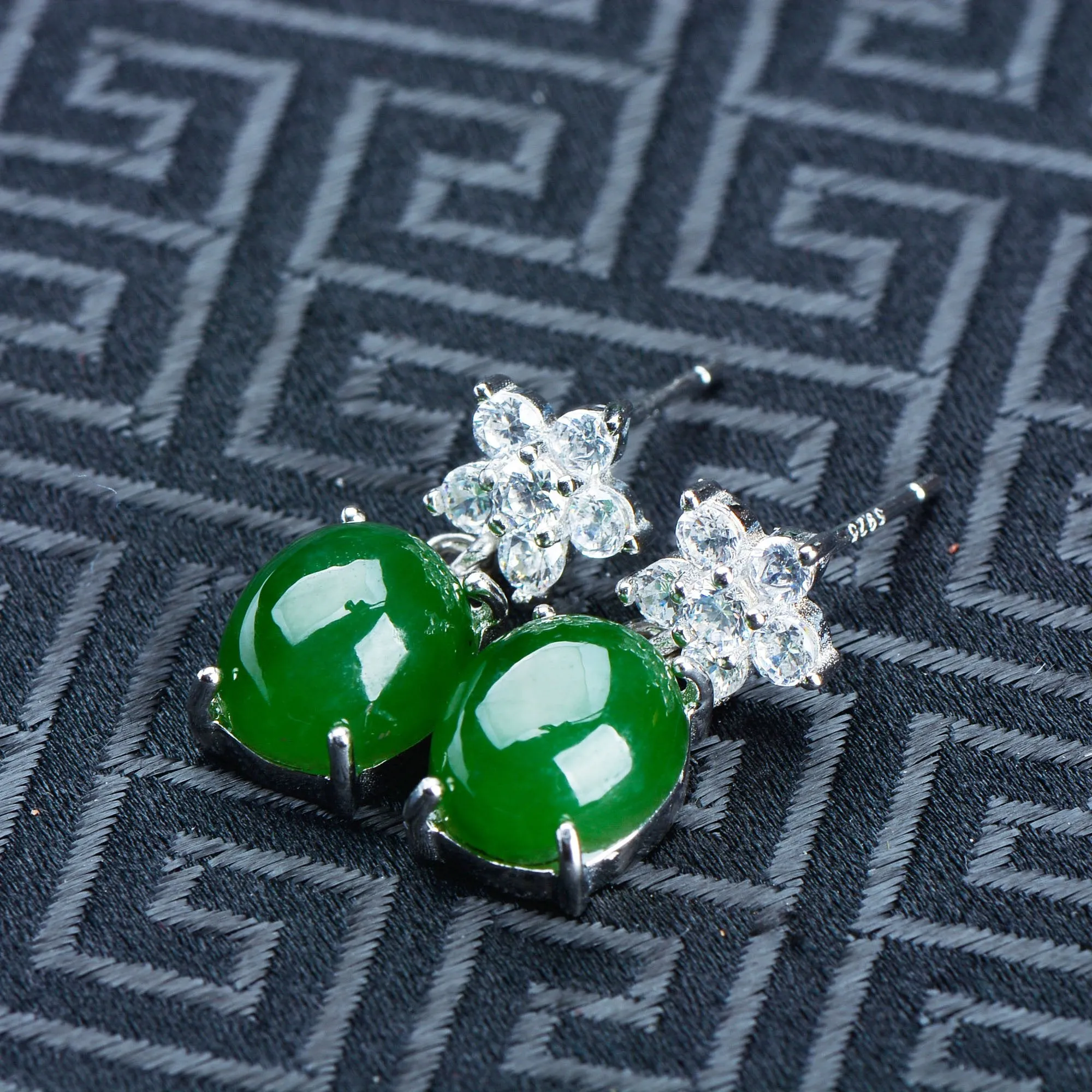 Natural Jade Earrings Nephrite Silver Earrings NE143
