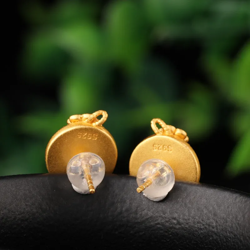 Natural Jade Earrings Nephrite Silver Earrings ZEG552