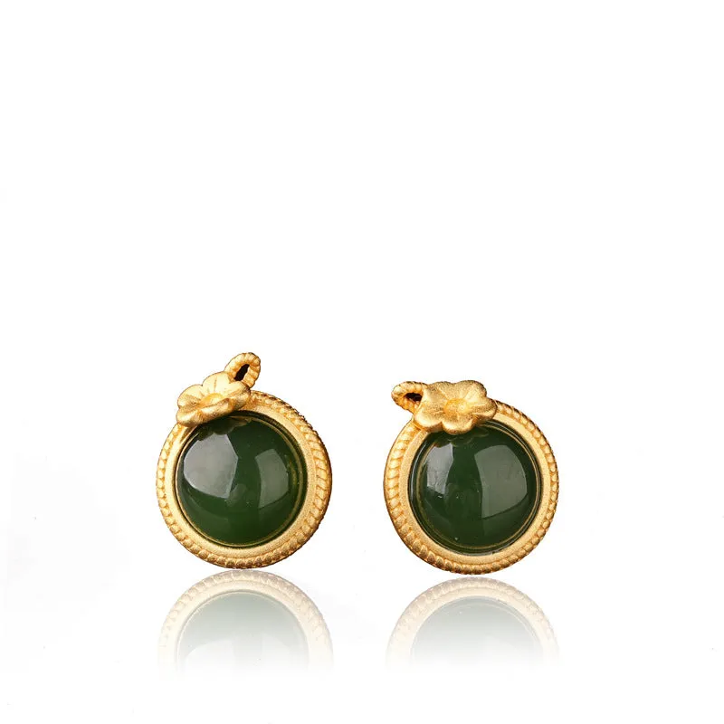 Natural Jade Earrings Nephrite Silver Earrings ZEG552