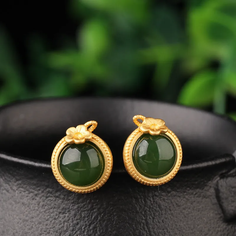 Natural Jade Earrings Nephrite Silver Earrings ZEG552