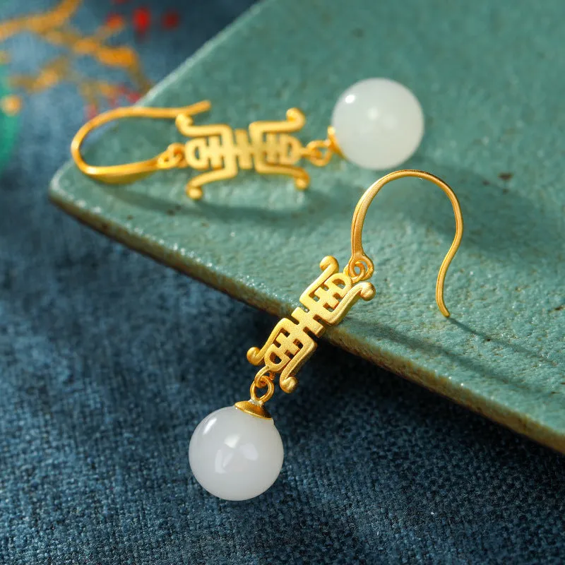 Natural Jade Earrings Nephrite Silver Earrings ZNE104