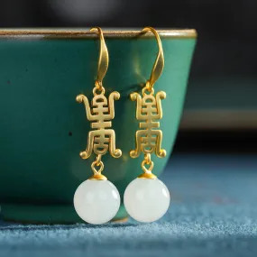Natural Jade Earrings Nephrite Silver Earrings ZNE104