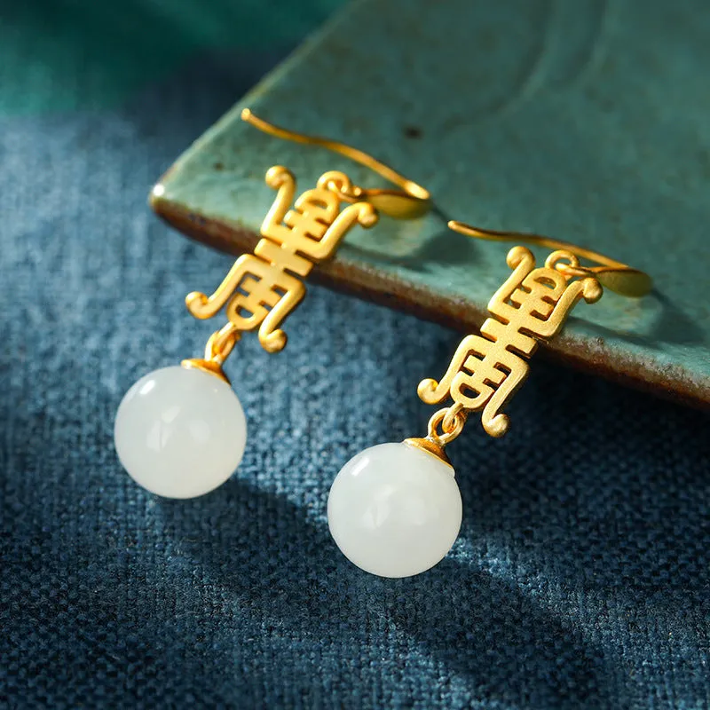 Natural Jade Earrings Nephrite Silver Earrings ZNE104