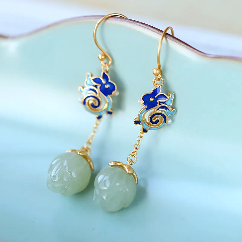 Natural Jade Earrings Nephrite Silver Earrings ZNE229
