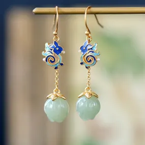 Natural Jade Earrings Nephrite Silver Earrings ZNE229