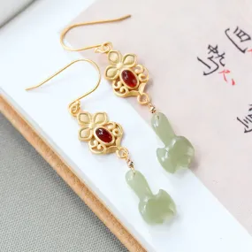 Natural Jade Earrings Nephrite Silver Earrings ZNE279