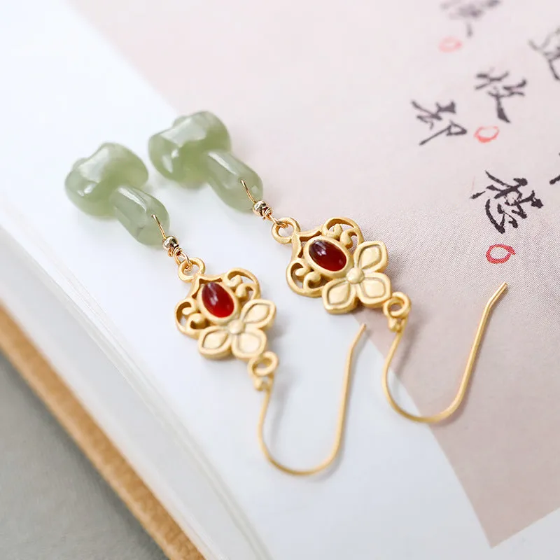 Natural Jade Earrings Nephrite Silver Earrings ZNE279