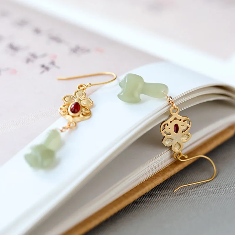 Natural Jade Earrings Nephrite Silver Earrings ZNE279