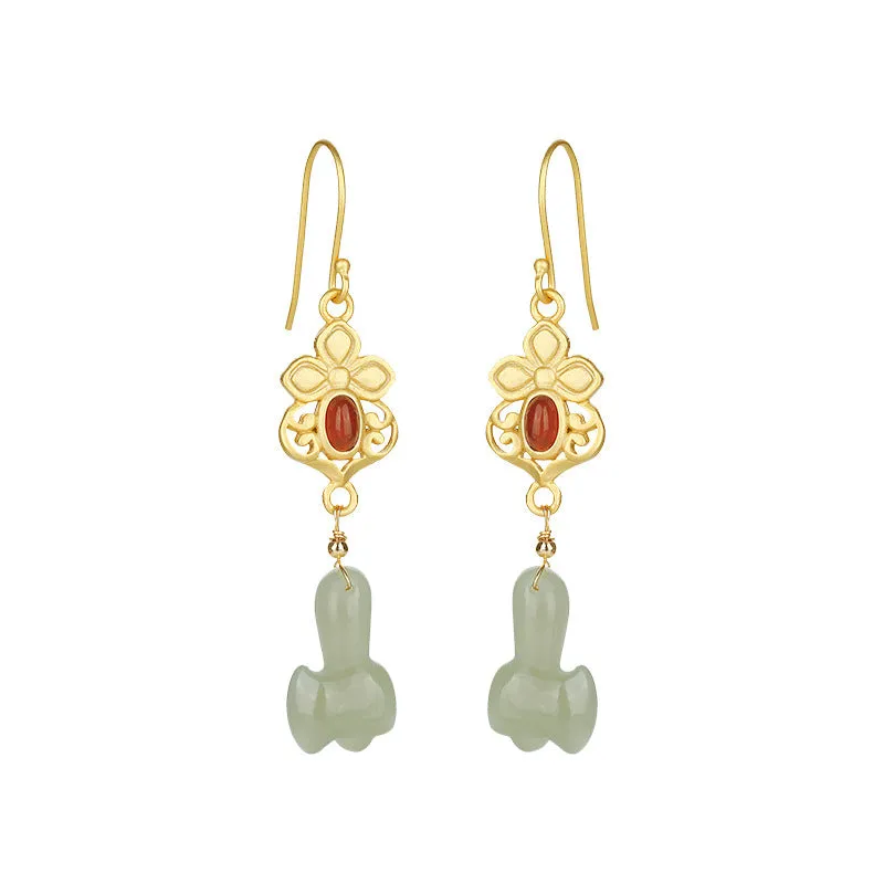 Natural Jade Earrings Nephrite Silver Earrings ZNE279