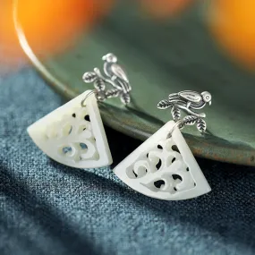 Natural Jade Earrings Nephrite Silver Earrings ZNE341