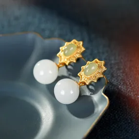 Natural Jade Earrings Nephrite Silver Earrings ZNE354