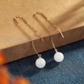 Natural Jade Earrings Nephrite Silver Earrings ZNE471