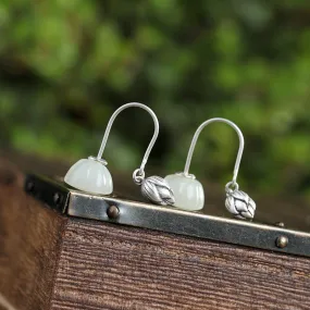Natural Jade Earrings Nephrite Silver Earrings ZNE480