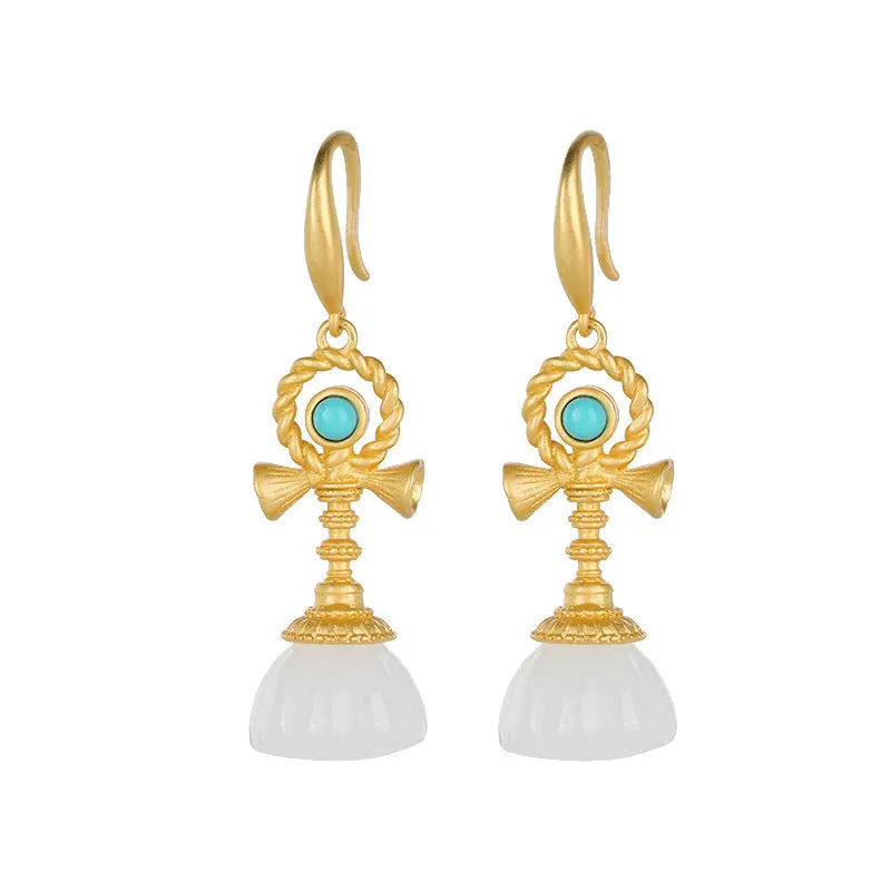 Natural Jade Earrings Nephrite Turquoise Silver Earrings ZNE342