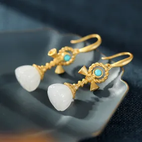 Natural Jade Earrings Nephrite Turquoise Silver Earrings ZNE342