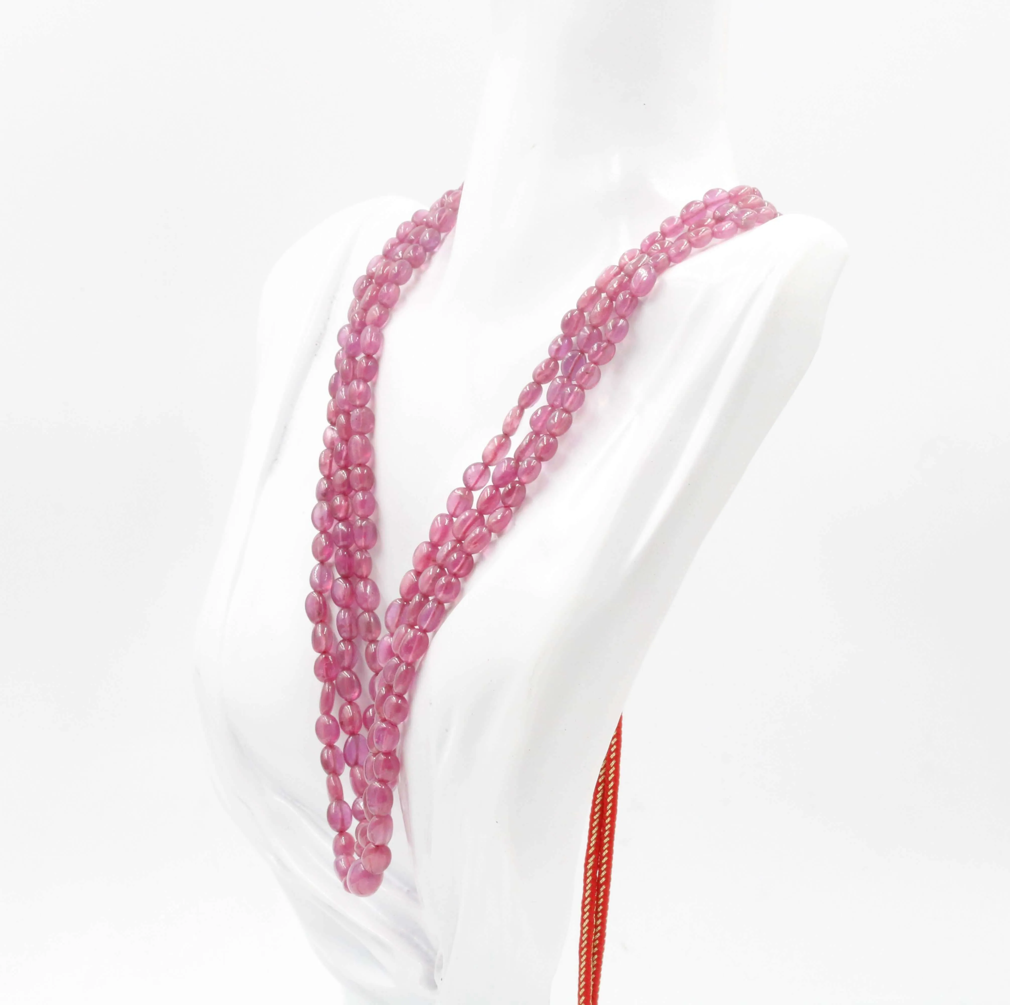 Natural Pink Sapphire Necklace Pink Sapphire Beaded Gemstone Necklace Beaded Sapphire Gemstone Necklace Indian Necklace Sarafa SKU: 6142987