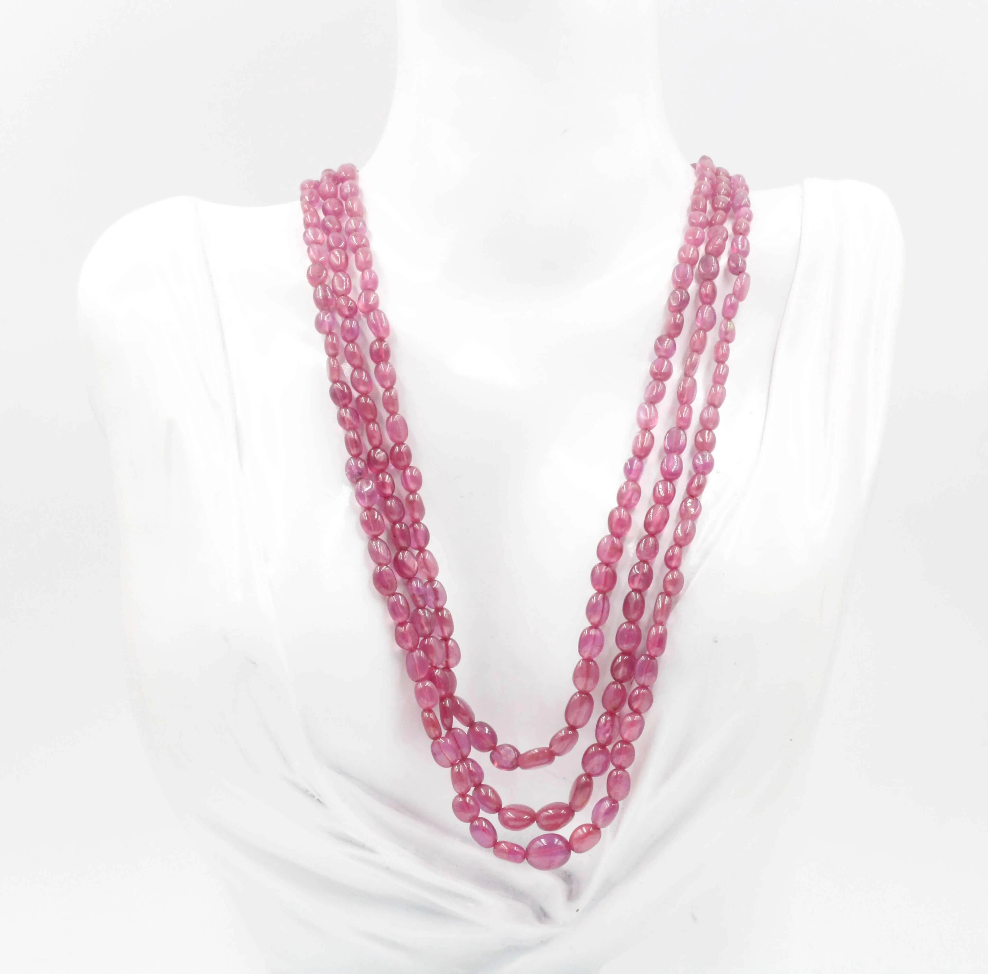 Natural Pink Sapphire Necklace Pink Sapphire Beaded Gemstone Necklace Beaded Sapphire Gemstone Necklace Indian Necklace Sarafa SKU: 6142987