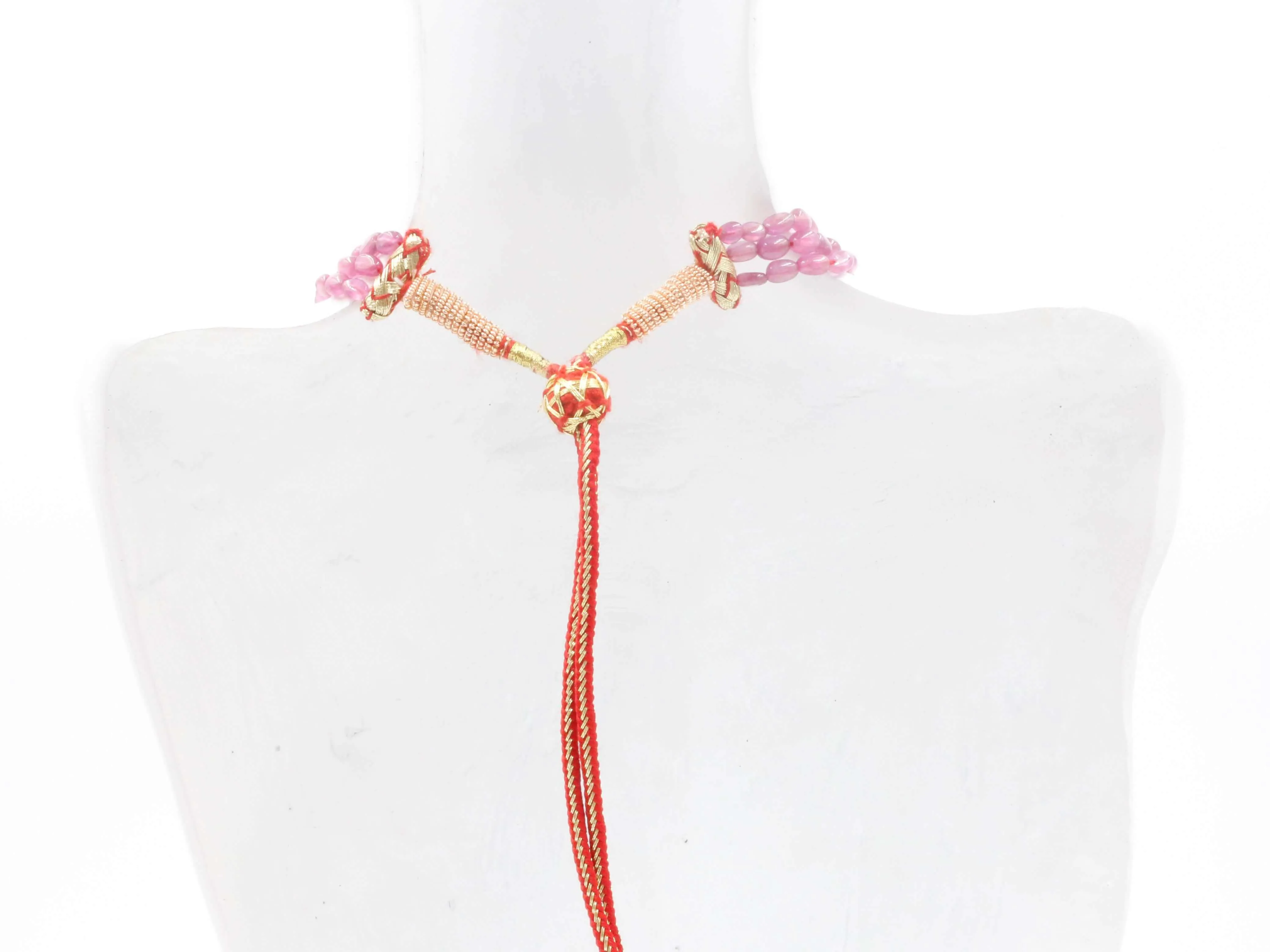 Natural Pink Sapphire Necklace Pink Sapphire Beaded Gemstone Necklace Beaded Sapphire Gemstone Necklace Indian Necklace Sarafa SKU: 6142987