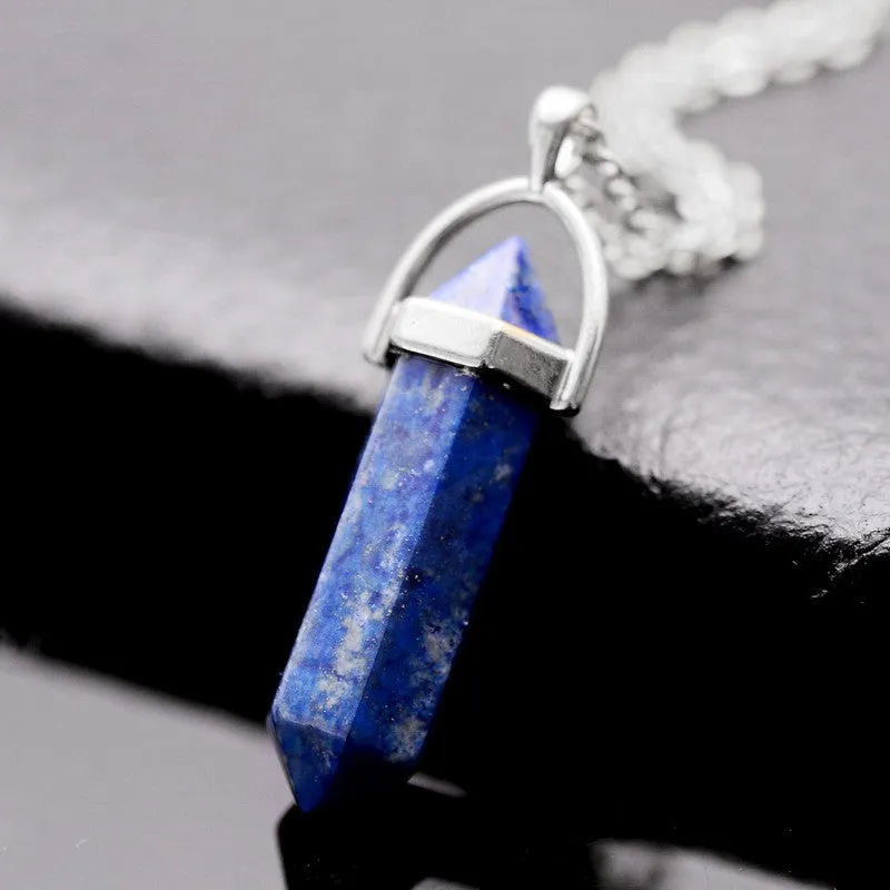 Natural Stone Bullet Shape Healing Point Pendant Necklaces Turquoise Crystal Stone Quartz Pendant Necklace Women Jewelry