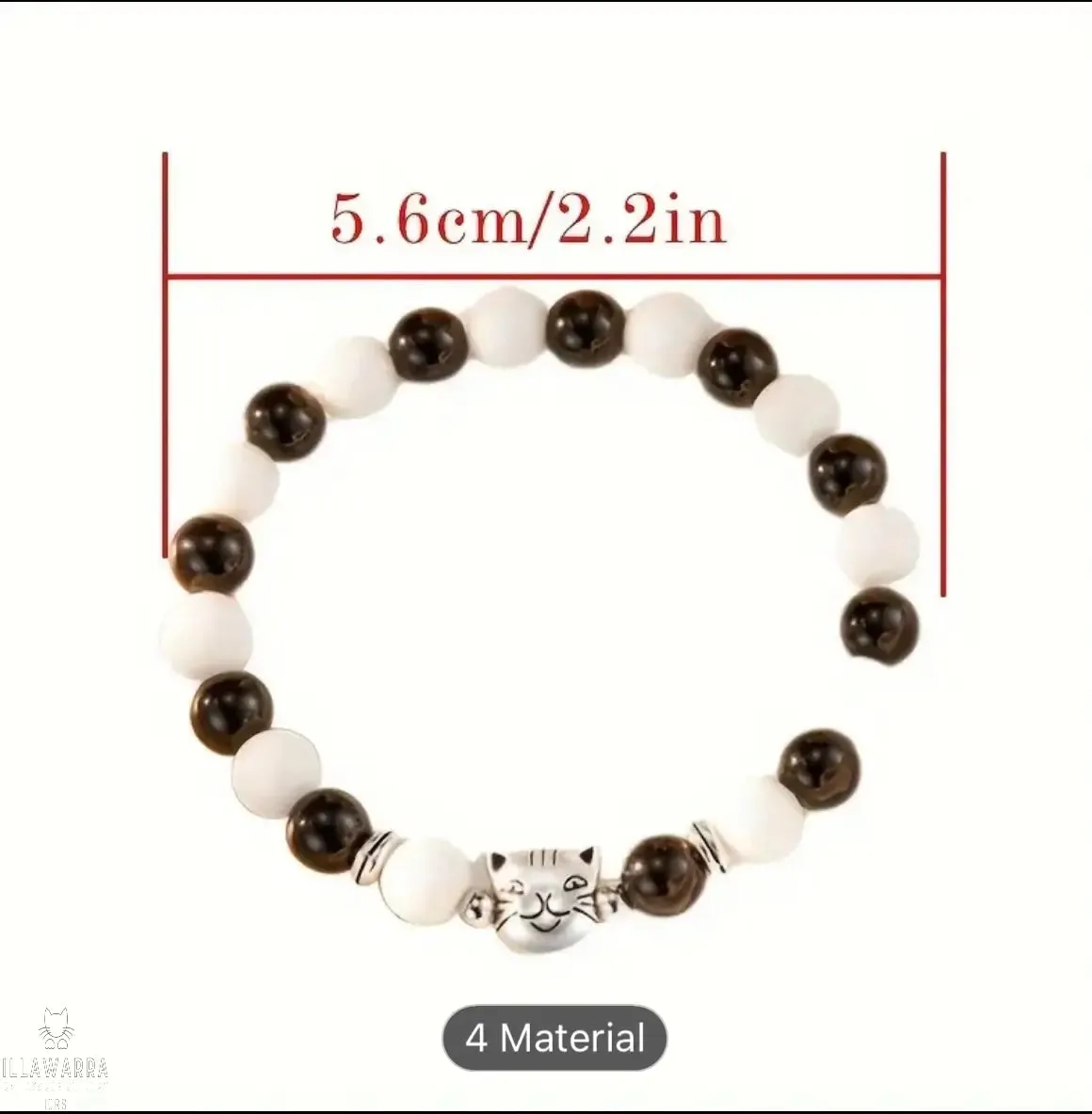 Natural Stone Cat Style Bracelet, Cute Cat Beaded Stretch Jewelry,
