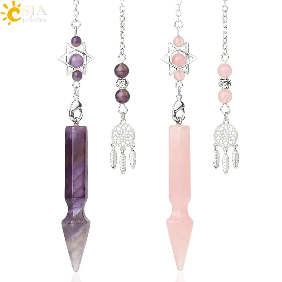 Natural Stone Quartz Pendulums