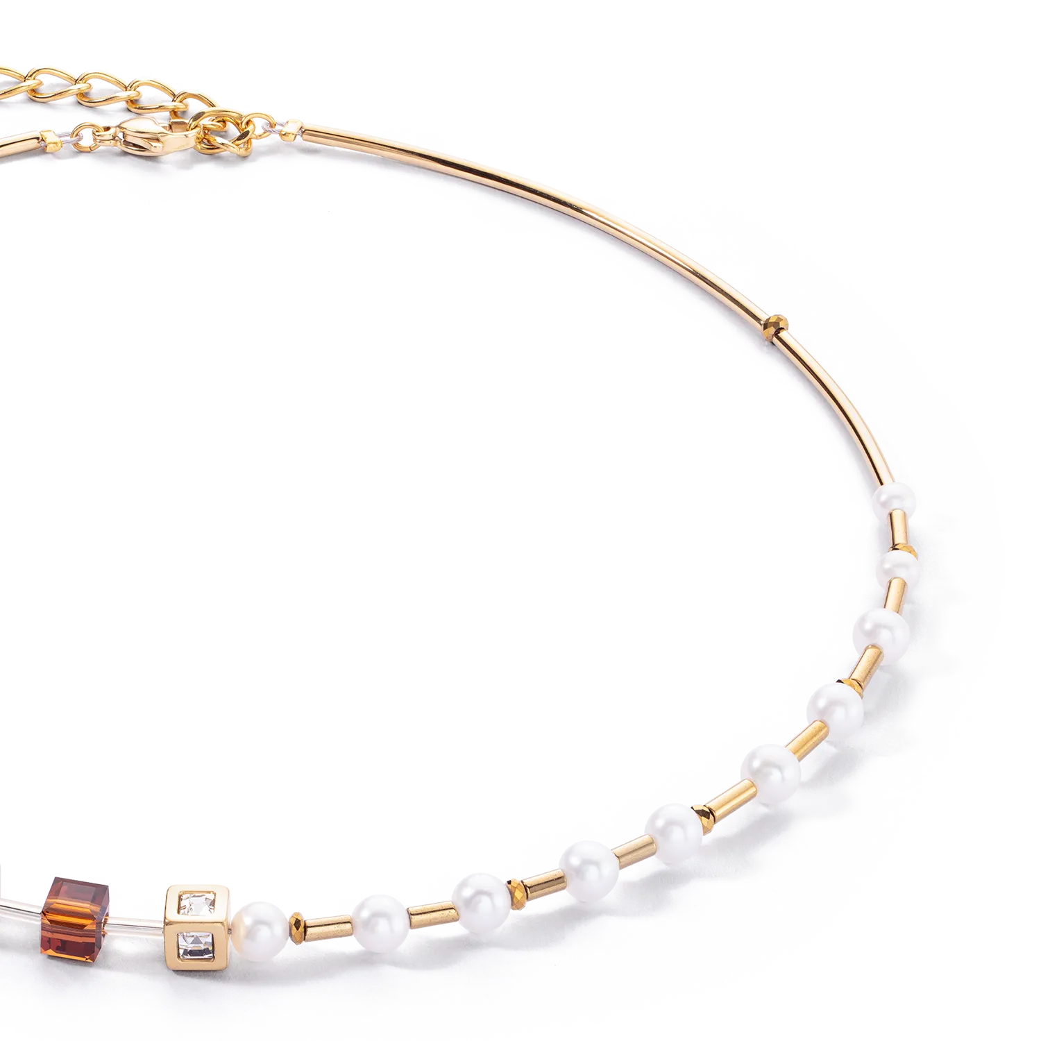 Necklace GeoCUBE® Fusion Precious Pearl Mix gold-autumn
