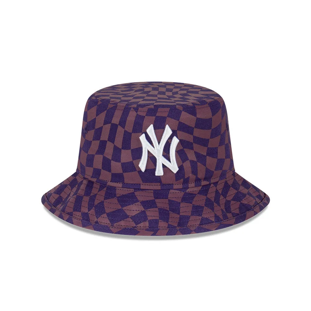 New Era Bucket MLB Wrap Check New York Yankees Purple Dusk Damson